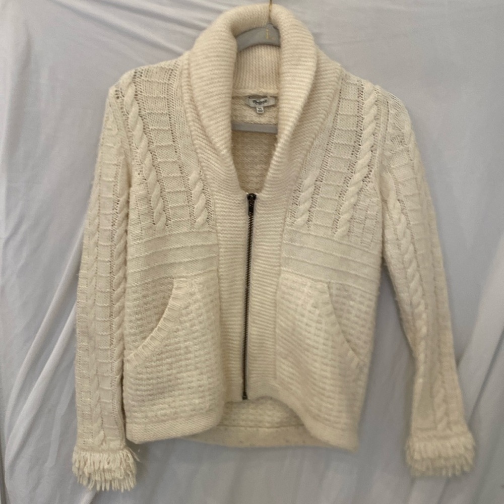 Madewell cream grandpa cardigan zip up size XS